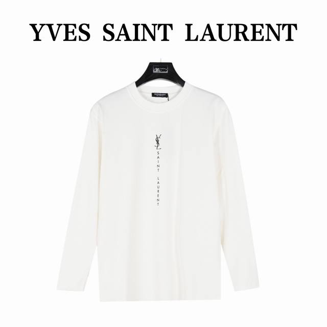 Saint Laurent 圣罗兰 24Fw 简约竖排logo印花长袖t恤 面料采用高克重300G重精梳棉，定制1:1螺纹，面料舒适亲肤无异感， 定染面料，纺织