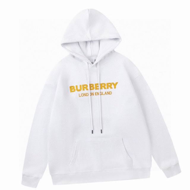 巴宝莉 Burberry 秋冬新款，字母logo刺绣连帽卫衣，独家定制赛络紧密纺纺纱精棉鱼鳞双卫衣450G面料！手感柔软！时尚又百搭，品质看得见，男女同款！ C