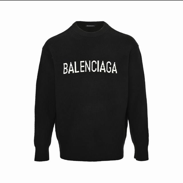 Balenciaga 巴黎世家 23Ss 提花字母logo圆领毛衣 专柜同步上新 订制水洗标 可参照正品 380克大毛圈面料 全套辅料齐全 纹理清晰可见，定制面