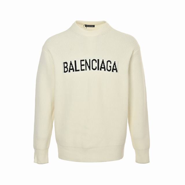 Balenciaga 巴黎世家 23Ss 提花字母logo圆领毛衣 专柜同步上新 订制水洗标 可参照正品 380克大毛圈面料 全套辅料齐全 纹理清晰可见，定制面