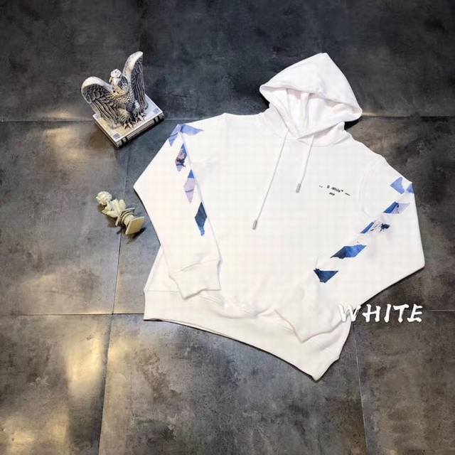 高版本off-White C O Virgil Abloh 19Ss莫奈油画箭头印花连帽卫衣，男女同款，经久不息的爆款。采用420G高克重纯棉毛圈面料，德国进口