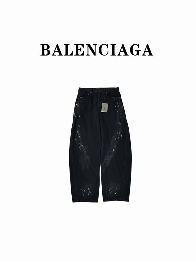 Balenciaga巴黎世家blcg 24Ss新款夏装弯刀手绘泼墨长裤 纯手工手绘泼墨工艺.版型超正.夏装纯棉斜纹布面料.不薄也不厚. 米黄色.藏蓝色 Size