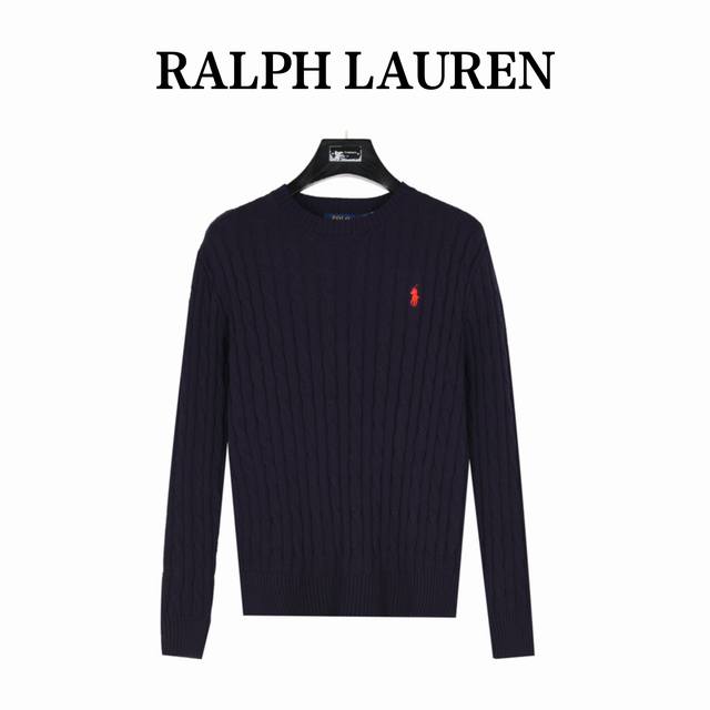 Ralph Lauren 拉夫劳伦 24Fw 重磅绞花粗针混纺圆领毛衣 女款 胸口高密度百灵达万针刺绣，吊牌辅料全部还原原版。 面料采用进口纯棉纱线混纺羊毛，上