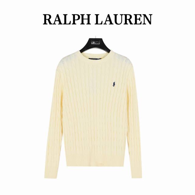 Ralph Lauren 拉夫劳伦 24Fw 重磅绞花粗针混纺圆领毛衣 女款 胸口高密度百灵达万针刺绣，吊牌辅料全部还原原版。 面料采用进口纯棉纱线混纺羊毛，上