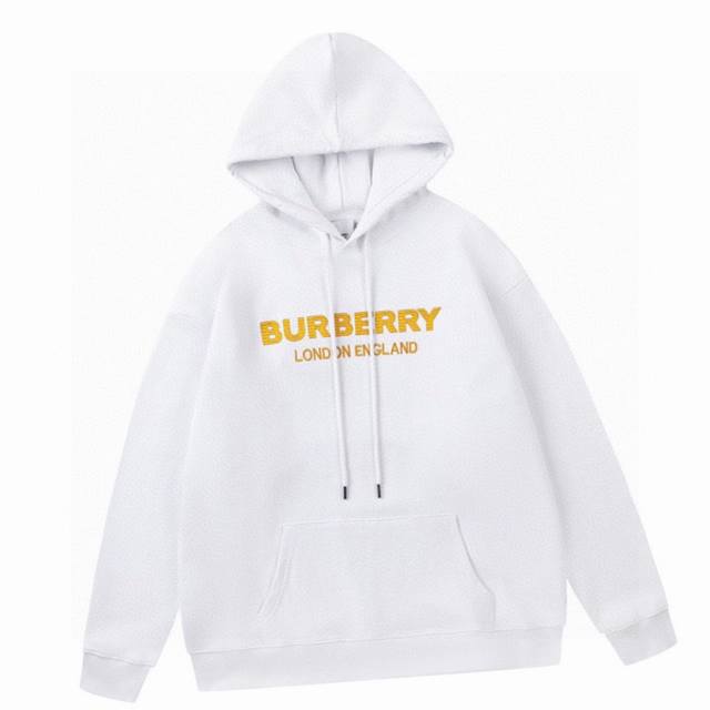 巴宝莉 Burberry 秋冬新款，字母logo刺绣连帽卫衣，独家定制赛络紧密纺纺纱精棉鱼鳞双卫衣450G面料！手感柔软！时尚又百搭，品质看得见，男女同款！ C