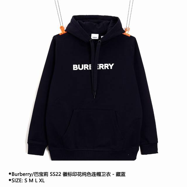 Burberry 巴宝莉 Ss22 徽标印花纯色连帽卫衣 Size：S M L Xl 颜色：蓝色 穿着方式：连帽 面料：棉 男女同款 款式编号：Xlt7 234