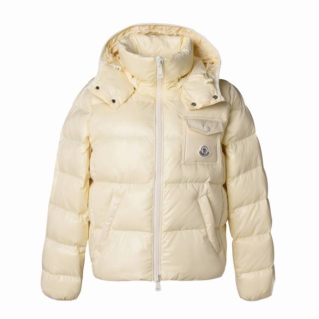 Moncler 蒙口 24Ss 女款andro可拆连帽短款亮面羽绒服 超级减龄版型和冰淇淋奶油配色 短款版型下摆松紧设计 防风效果的同时比起a字斗篷版更大方端庄