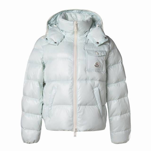 Moncler 蒙口 24Ss 女款andro可拆连帽短款亮面羽绒服 超级减龄版型和冰淇淋奶油配色 短款版型下摆松紧设计 防风效果的同时比起a字斗篷版更大方端庄