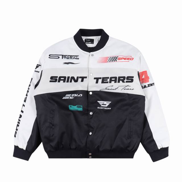 Saint Michael Tears 复古美式棒球服全印vintage棉服外套 Size：M-Xl