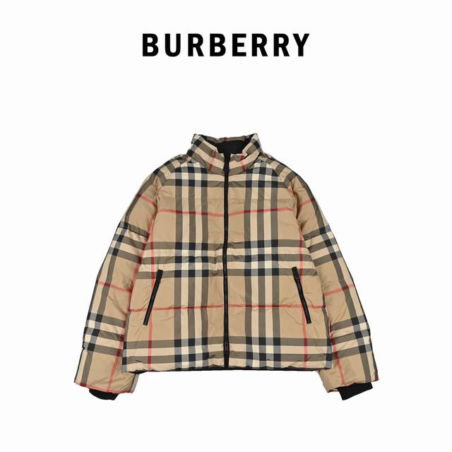 Burberry 巴宝莉 19Fw 经典格子条纹羽绒服 重工出品双面穿羽绒服，填充90白鸭绒，暖性非常强，蓬松度特别好，充绒量充足 ，领口对称，袖口对条，门襟中