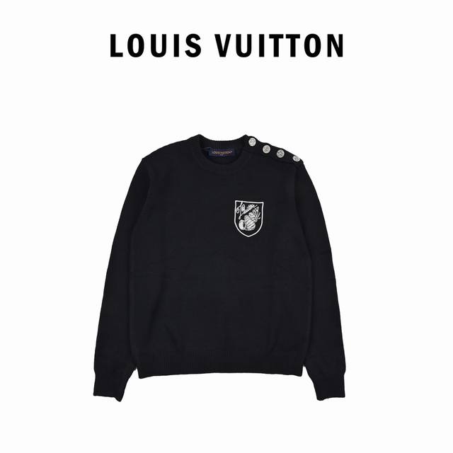 Louis Vuitton路易威登24Ss 海螺刺绣钻饰圆领毛衣 原14,600购入，航海系列。大身采用采用7针电脑横机进行织片，高支高密订染纱线，毛料定制烧毛