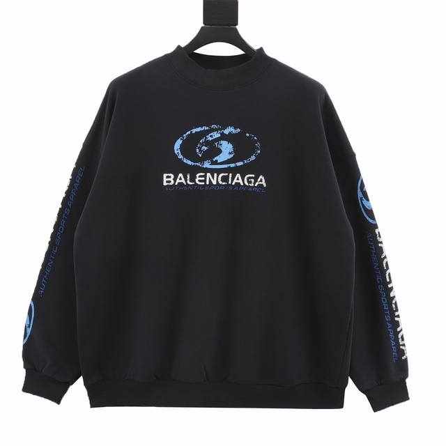 Balenciaga 巴黎世家 Blcg 24Fw 破洞做旧水洗冲浪印花圆领卫衣 轻奢主义 男女日常通勤穿搭必备单品 正确版本 随意对比 详细特征 采用360克