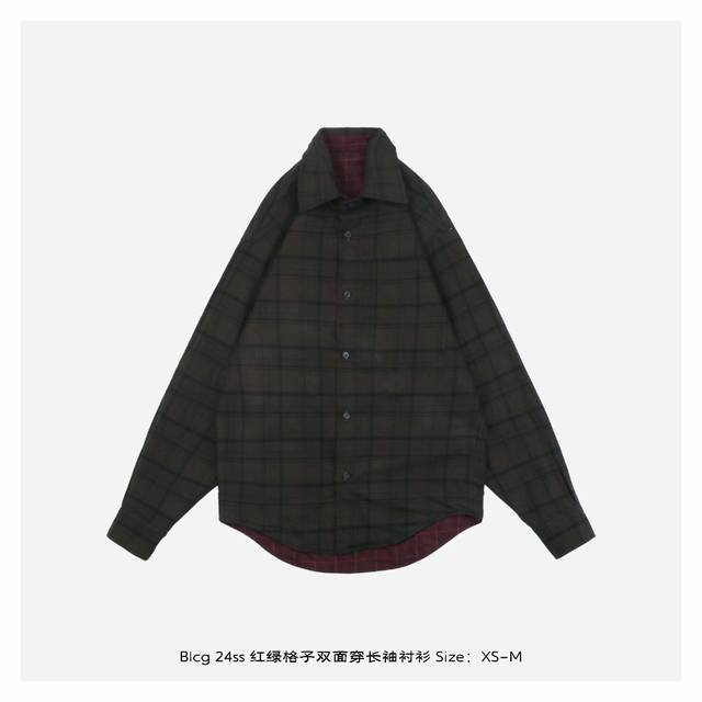 Balenciaga 巴黎世家 24Ss 红绿格子双面穿长袖衬衫-背面 原版购入后拆解分析面料，定织纱线，支数+织法还原双面磨毛效果手感极佳，成衣先使用红外线定