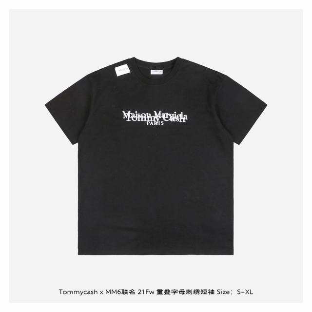 Tommycash X Mm6联名 21Fw 重叠字母刺绣短袖 面料拆解纱线分析，采用32支260克新疆长绒棉，活性定织定染的面料与螺纹，胚布订染颜色后，后整蚀