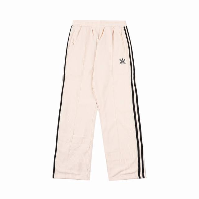 Adidas Originals 美式复古系列 三叶草logo刺绣侧边条纹运动长裤 原版350克臻棉华夫面料 160克全棉内里 区分通货版本 胸口田岛精细刺绣l