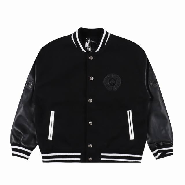 Chrome Hearts 克罗心 十字架贴皮拼接棒球服夹克外套 温馨提示：建议手洗或者干洗！！ 今年格外火爆 棒球服外套，市场各级版本都有 细节你们一定要对比