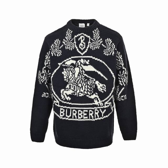 Burberry 巴宝莉 24Fw 骑士战马提花圆领毛衣 香港专柜11 购入yb开发！ 原版颜色毛线需要定织定染才有这个效果 不是随意藏青色能出来的效果 而且正