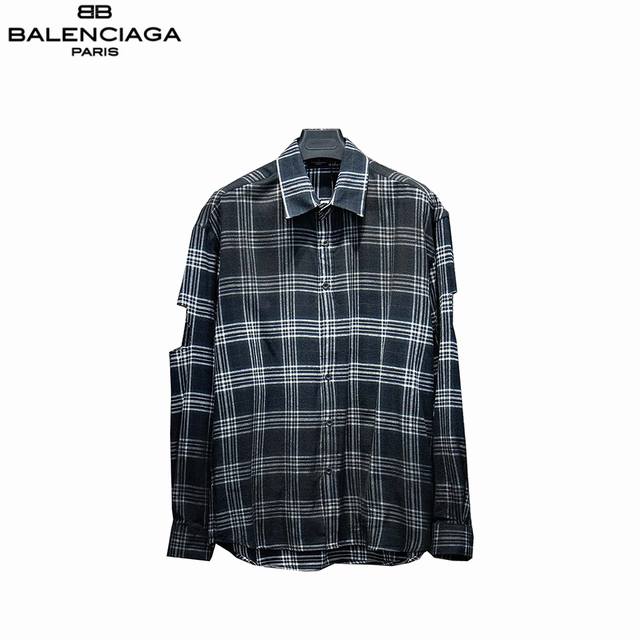 Balenciaga 巴黎世家 24Ss 喷砂磨破衬衫外套 定织定染 使用进口机器裁床 面料紧实 上身柔软清凉 口袋前后成衣套口拼接 抗起球处理 拒绝与市面混纺