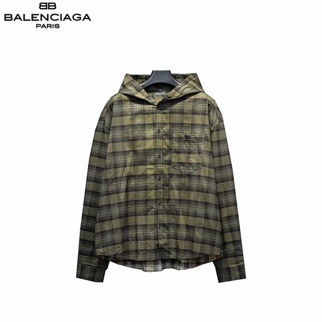 Balenciaga 巴黎世家 24Ss 棋盘格 连帽衬衫外套 定织定染 使用进口机器裁床 面料紧实 上身柔软清凉 口袋前后成衣套口拼接 抗起球处理 拒绝与市面