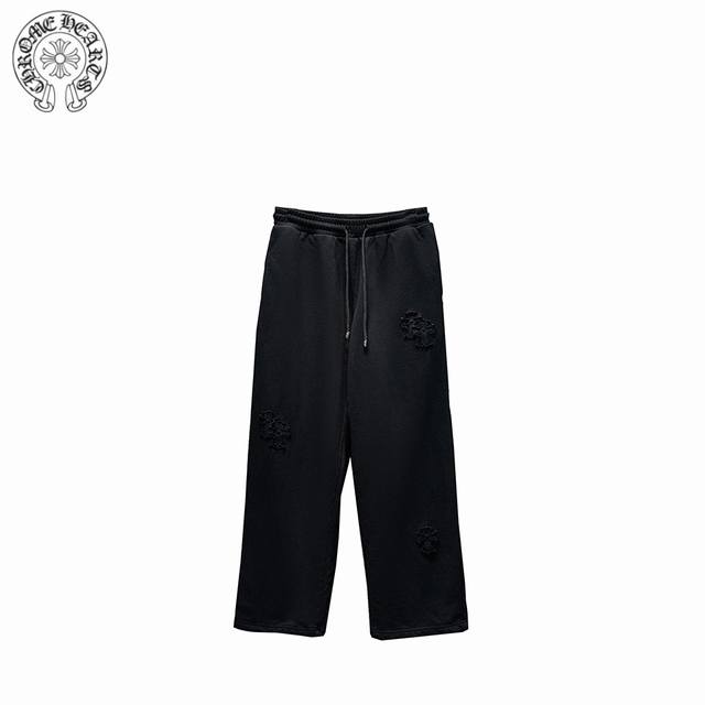 Chrome Hearts 克罗心 24Ss 贴布多标阔腿长裤 采用订色订染毛圈纯棉卫衣面，420G双股双纱，手感舒适 进口针织针梳棉进行制作，厚度适中，有垂感