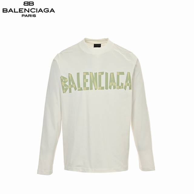 Balenciaga 巴黎世家 美纹纸胶带印花长袖t恤 Os版型真的很迷人 巴黎世家也真的是绝绝子 100%棉 采用订色订染毛圈纯棉卫衣面，420G双股双纱，手