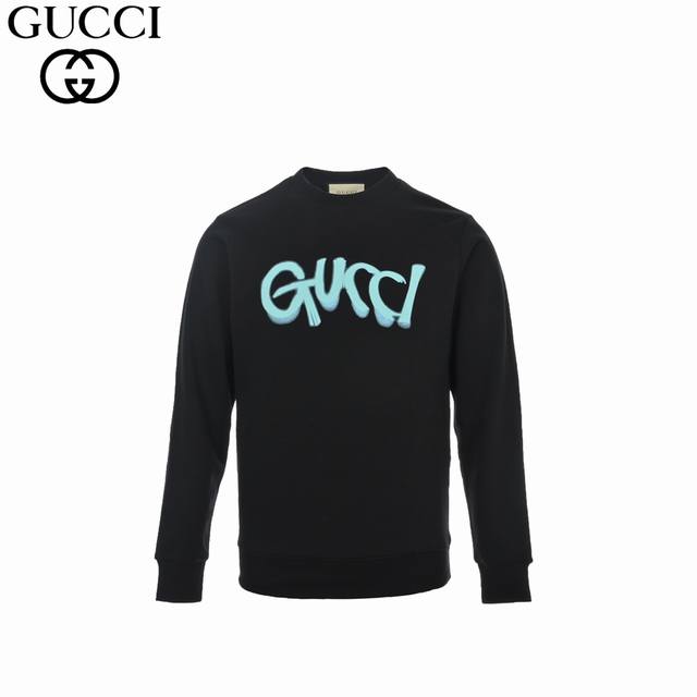 Gucci 古驰 24Fw 复古涂鸦logo圆领卫衣 采用410G原版厚重面料 日本进口印花机喷绘而成 定制1:1辅料 23Ss特殊螺纹 宽松版型 Size ：