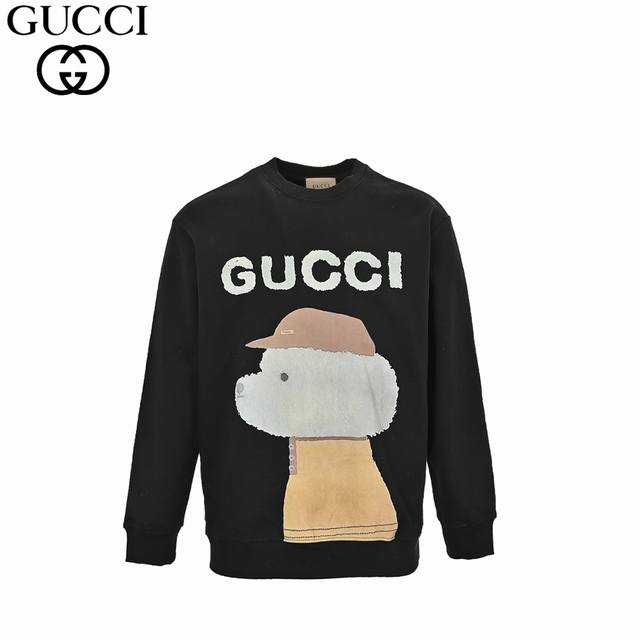 Gucci 古驰 24Fw 趣味卡通系列印花圆领卫衣 420克重纯棉面料毛圈底定制32支2*2螺纹 成衣两遍水洗处理 面料舒适亲肤无异感 定制定染面料 纺织密度