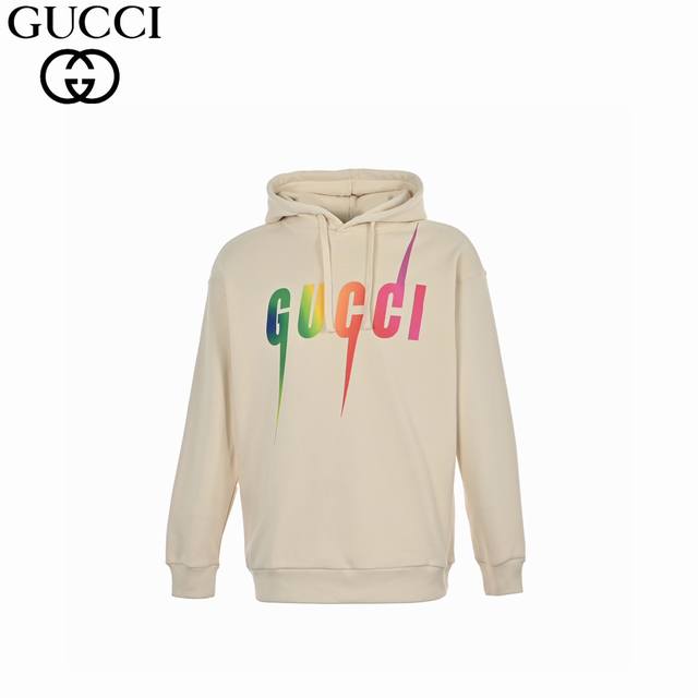 Gucci 古驰 24Fw 渐变闪电字母logo连帽卫衣 秋冬新款渐变闪电字母logo圆领卫衣，简约又不失风格的复古，原版定制高克重双股面料制作，面料手感扎实，