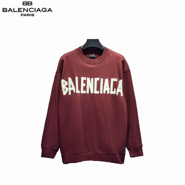 Balenciaga 巴黎世家做旧水洗胶带logo圆领卫衣 采用订色订染毛圈纯棉卫衣面，420G双股双纱，手感舒适 进口针织针梳棉进行制作，厚度适中，有垂感又有