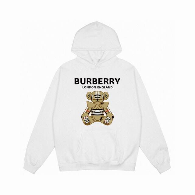 Burberry巴宝莉新款小熊字母印花连帽卫衣，高品质高克重上等原料，质感好上身非常舒服！基础款日常又耐穿！基础款的长袖卫衣，男女均可驾驭！上身超好看！ 尺码：