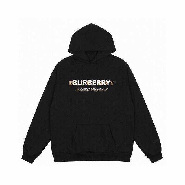 Burberry巴宝莉秋冬新款字母印花连帽卫衣，高品质高克重上等原料，质感好上身非常舒服！基础款日常又耐穿！基础款的长袖卫衣，男女均可驾驭！上身超好看！ 尺码：