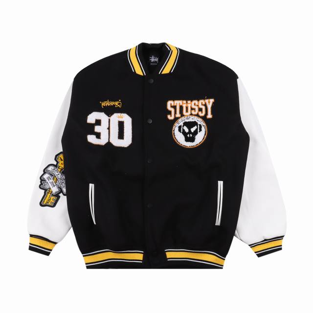 Stussy X Metalheadz 斯图西30周年重磅联名款毛巾刺绣棒球服外套 斯图西从去年就已经开始预热的一件棒球夹克，整体的质感是非常到位的，从意义上来