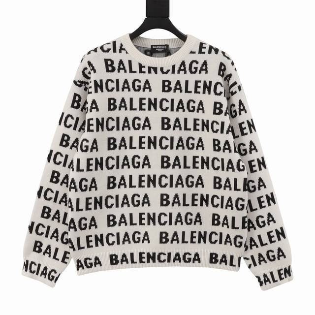 巴黎世家 Balenciaga 满印logo提花毛衣 Size：S-L