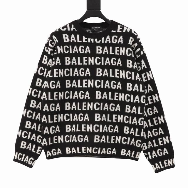 巴黎世家 Balenciaga 满印logo提花毛衣 Size：S-L