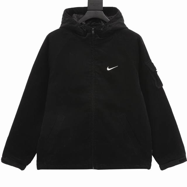 Supreme X Nike 灯芯绒棉服外套 联名款 Arc Corduroy Hooded Jacket 灯芯绒拉链连帽夹克外套 原版面料定染开发 面料手感非