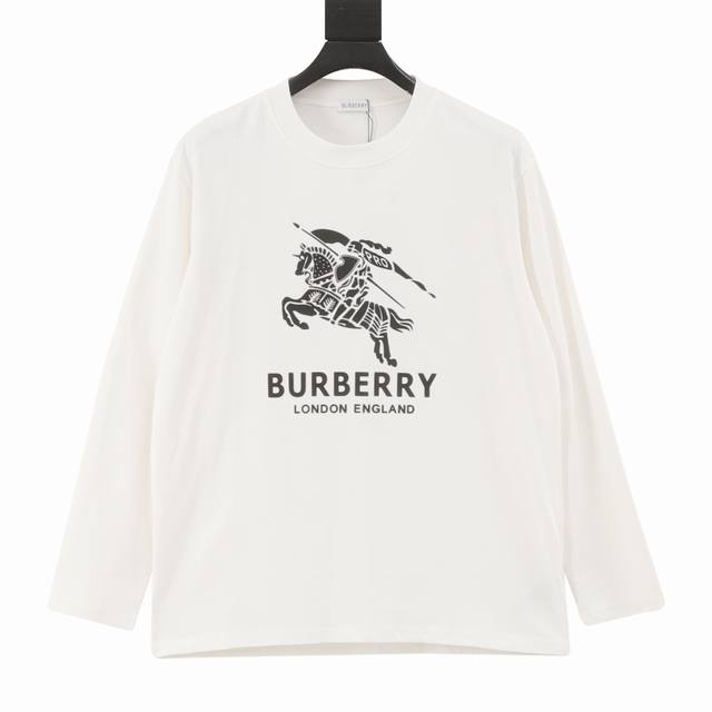 Burberry 巴宝莉 24Fw 战马logo立体压胶长袖t恤 面料采用高克重300G重精梳棉，定制1:1螺纹，面料舒适亲肤无异感， 定染面料，纺织密度高，垂