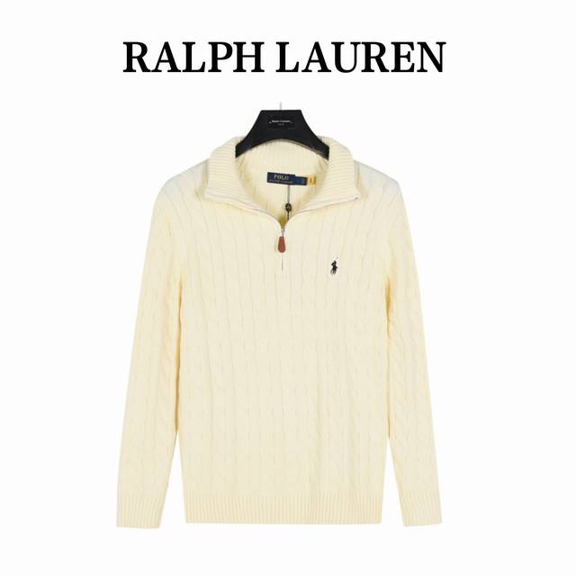 Ralph Lauren 拉夫劳伦 麻花编织半拉链针织毛衣 胸口高密度logo百灵达万针刺绣，吊牌辅料原版定制。 进口纱线羊毛混纺材质，上身超级舒适亲肤。 小标