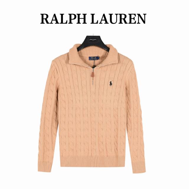 Ralph Lauren 拉夫劳伦 麻花编织半拉链针织毛衣 胸口高密度logo百灵达万针刺绣，吊牌辅料原版定制。 进口纱线羊毛混纺材质，上身超级舒适亲肤。 小标