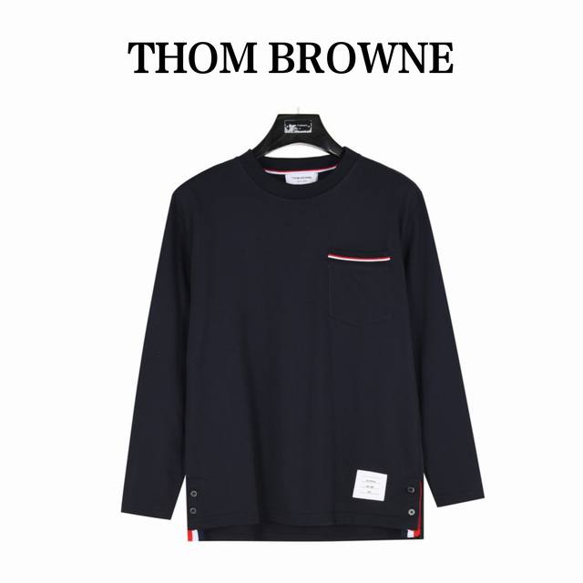 Thom Browne 汤姆布朗 色织胸前口袋长袖t恤 面料采用高克重300G定织定染毛圈面料，定制1:1螺纹，面料舒适亲肤无异感， 定染面料，纺织密度高，采用