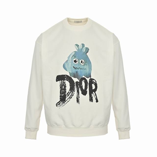 Dior 迪奥 24Fw 萝卜头印花圆领卫衣 原版面料 官方同款 460克 同缸染面料 全棉毛圈手感非常舒服 超级百搭好看,男女都非常合适 吊牌 领标 水洗麦