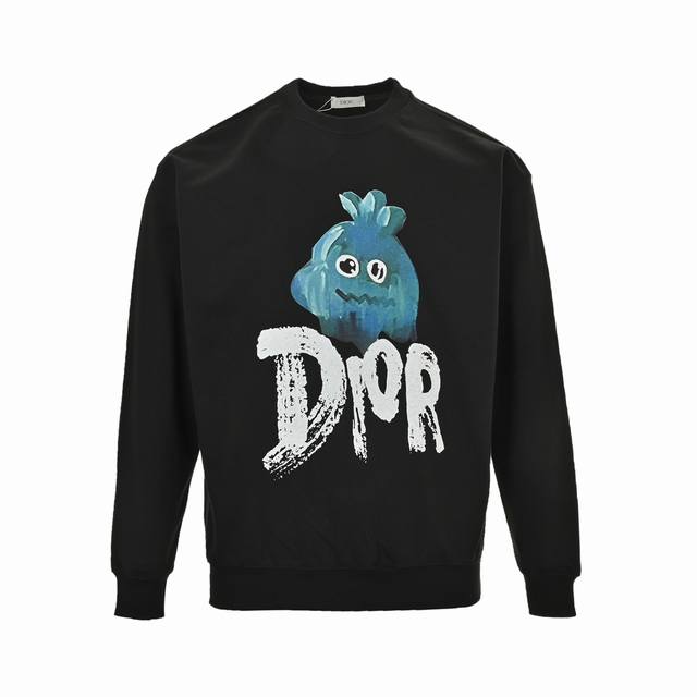 Dior 迪奥 24Fw 萝卜头印花圆领卫衣 原版面料 官方同款 460克 同缸染面料 全棉毛圈手感非常舒服 超级百搭好看,男女都非常合适 吊牌 领标 水洗麦