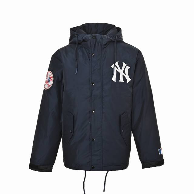 Supreme & Mlb 联名刺绣logo拉链连帽棉服外套 白标系列运动休闲夹克非常经典的一款夹克 必入款式 官网新款新鲜出炉 独家现货 外贸出口订单 厚度适