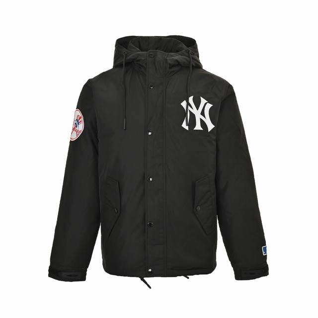 Supreme & Mlb 联名刺绣logo拉链连帽棉服外套 白标系列运动休闲夹克非常经典的一款夹克 必入款式 官网新款新鲜出炉 独家现货 外贸出口订单 厚度适