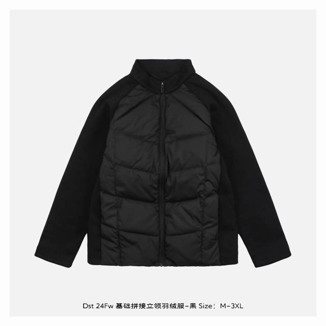 Descente 迪桑特 24Fw 基础拼接立领羽绒服-黑 满满的高级观感，简单而不简约，无论是面料材质上还是整体轮廓，都兼备时尚造型感和良好的御寒功效，并带来