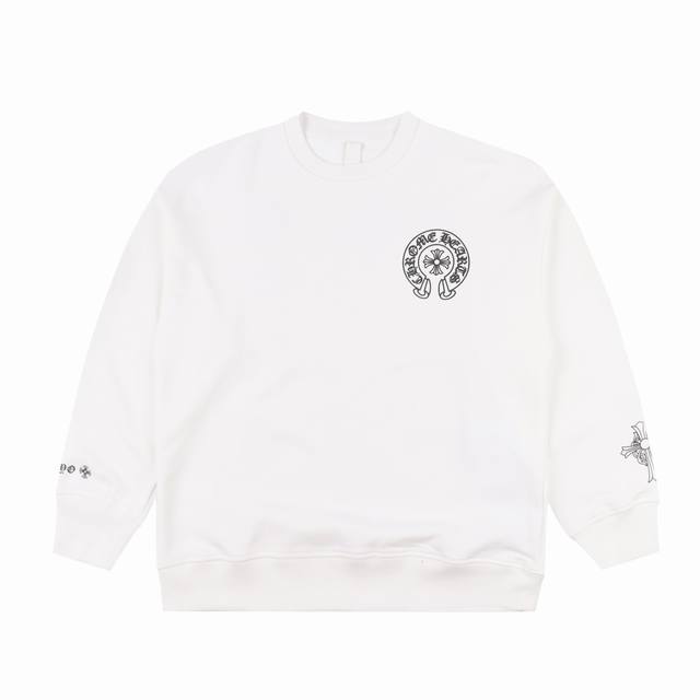 Chrome Hearts 克罗心ch 24Fw 马蹄梵文十字架印花圆领卫衣 定织440高克重精梳棉面料，面料密度十分紧实,工整不变型，质感细腻柔软,温和无扎刺