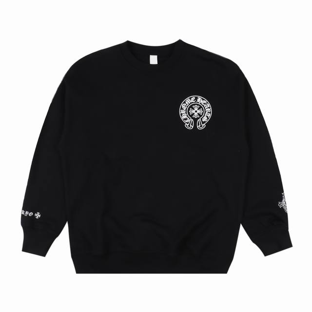 Chrome Hearts 克罗心ch 24Fw 马蹄梵文十字架印花圆领卫衣 定织440高克重精梳棉面料，面料密度十分紧实,工整不变型，质感细腻柔软,温和无扎刺