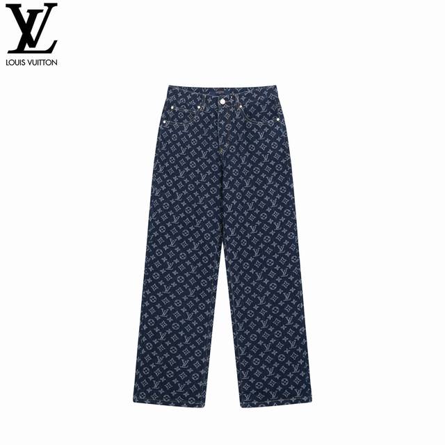 Louisvuitton 路易威登 24Ss 老花满印生仔裤 顶级板本 Louis Vuitton 提花牛仔裤 高端定制1:1面料，字母立体高度清晰，原版定制里