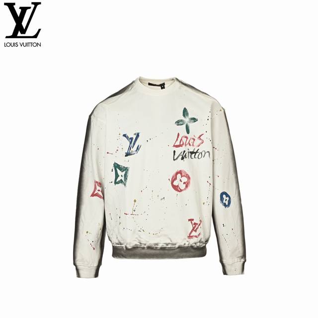 Louisvuitton 路易威登 破坏手绘涂鸦圆领卫衣 定制高克重 针织棉面料精心制作，手感特别的扎实，质感拉满，松软细腻上身舒适，优越的吸湿排汗性能，不闷热