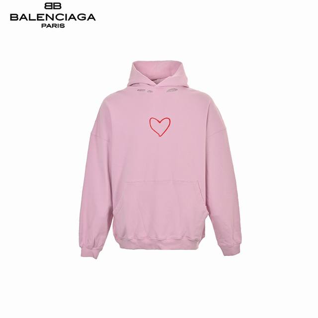 Balenciaga 巴黎世家 24Fw 情人节爱心连帽卫衣 本部研发 购入原版 耗时45天 面料采用定制480克精梳棉面料 下垂感和面料硬挺度非常屌 胸前胶带