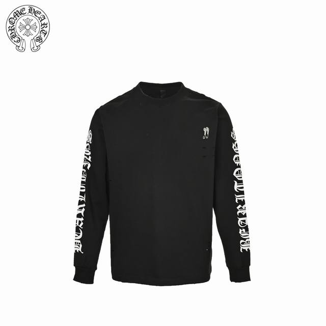 Chrome Hearts 克罗心 烫钻别针五金配件长袖t恤 采用26支双纱 300克重面料 进口针织针梳棉进行制作，厚度适中，有垂感又有轮廓型，上身就是一个舒